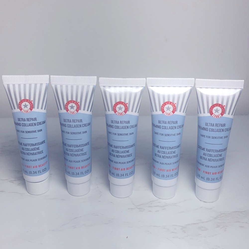FIRST AID BEAUTY FIRMING COLLAGEN CREAMS X 5 , SAMPLE SIZES. NOT FACTORY SEALED.